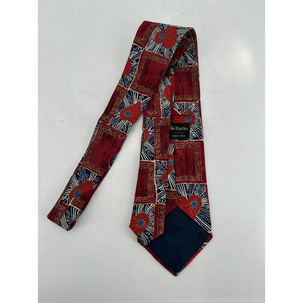 Disney Tie Rack Silk Tie Mickey & Minnie Mouse Kissing Hearts/‎ Vintage